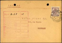 Post Card To Royal Films In Brussels - 1935-1949 Small Seal Of The State