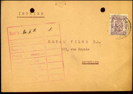 Post Card To Royal Films In Brussels - 1935-1949 Kleines Staatssiegel
