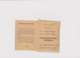 CARTE DE CIRCULATION TEMPORAIRE  VOITURE AUTOMOBILE MARQUE CITROEN CARTE GRISE MAUBEUGE  1939 (NORD) - KFZ