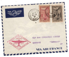 French Morocco - March 28, 1937 Casablanca To Dahomey First Flight Cover - Other & Unclassified