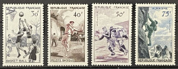YT 1072 à 1075 ** MNH 1956 Série Sportive Basket Pelote Rugby Alpinisme (côte 25 €) France – Aff - Nuovi