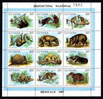 GUYANA - 1987 WILDLIFE ANIMALS SHEETLET OVERPRINTED WITH YEAR & PROTECTING NATIONAL HERITAGE FINE MNH ** SG 2244a - Guyane (1966-...)