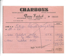 FACTURE 1955 CHARBONS Pierre Frechot A ANCY LE FRANC - 1950 - ...