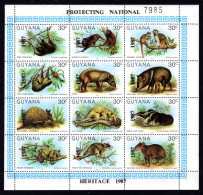 GUYANA - 1987 WILDLIFE ANIMALS SHEETLET OVERPRINTED WITH YEAR & PROTECTING NATIONAL HERITAGE FINE MNH ** SG 2244a - Guyana (1966-...)