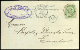 68 Op Carte Postale Van Anvers Naar Turnhout Op 07/01/1902 - 'Adolf Deppe, Anvers' - 1893-1907 Coat Of Arms