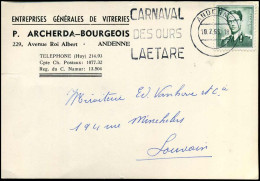 1066 Op Postkaart - "Entreprises Générales De Vitretries - P. Archerda-Bourgeois, Andenne" - 1953-1972 Glasses
