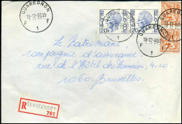 Aangetekende Cover Naar Bruxelles : N° 2 X 1587 + 2 X 1903 -- Quarergnon 1 - 1970-1980 Elström