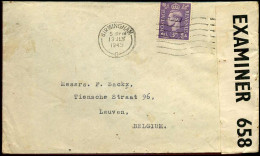 Cover From Dunlop Rubber Co, Ltd, Birmingham To Leuven, Belgium - 'Opened By Examiner 658' - Cartas & Documentos