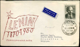 Cover From Prague To Brussels, Belgium - Lettres & Documents