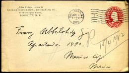Cover To Mexico City, Mexico - "Keller Mechanical Engraving Co., Brooklyn, N.Y." - Storia Postale