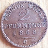 DUITSLAND / PRUISEN: 2 PFENNIGE 1868 C KM 481 XF - Small Coins & Other Subdivisions