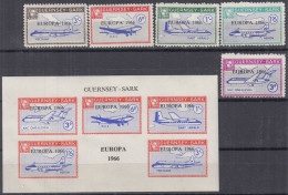 INSEL SARK (Guernsey), Nichtamtl. Briefmarken, 1 Block + 5 Marken, Postfrisch **, Europa 1966, Flugzeuge, Luftfahrt - Guernsey