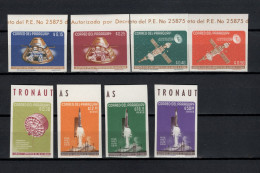 Paraguay 1964 Space, Set Of 8 Imperf. MNH - Amérique Du Sud