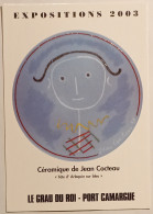 JEAN COCTEAU - Tete Arlequin Sur Bleu - CERAMIQUE - Carte Publicitaire Exposition - Articles Of Virtu