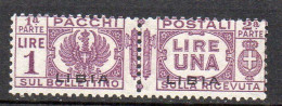 1927-37 Libia Pacco Postale N.19 Lilla Nuovo MLH* Sassone 80 Euro - Libye