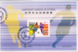 1998 MACAO , YV. HB 54 , COPA MUNDIAL DE FÚTBOL , FRANCIA , SOCCER , FOOTBALL  , MAT. PRIMER DIA - Blocs-feuillets