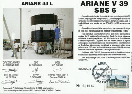 Espace 1990 10 12 - CSG - Ariane V39 - Satellite SBS6 - Europe