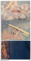 Impressioni Di Volo - 3 Cartoline Disegnate Amerigo Contini - Poststempel (Flugzeuge)