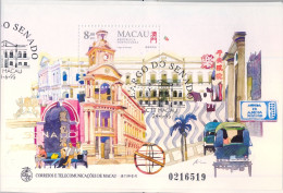 1995 MACAO , YV. HB 28 , LA PLAZA DEL SENADO   , MAT. PRIMER DIA - Blocks & Sheetlets