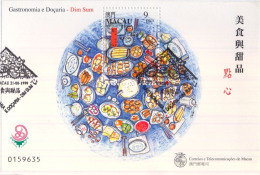 1999 MACAO , YV. HB 77 , GASTRONOMIA Y PASTELERIA   , MAT. PRIMER DIA - Blocks & Sheetlets