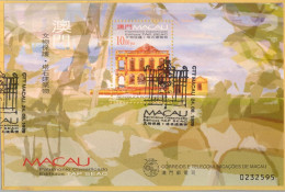 1999 MACAO , YV. HB 76 , PATRIMONIO CATALOGADO , EDIFICIOS  , MAT. PRIMER DIA - Blocks & Sheetlets