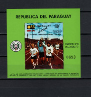 Paraguay 1974 Space, Football Soccer World Cup, Vogts, Maier, Breitner, Satellite S/s With "Muestra" Overprint MNH - Südamerika