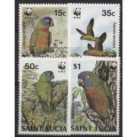 St. Lucia 1987 WWF Papageien Blaumaskenamazone 909/12 Postfrisch - St.Lucia (1979-...)