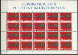 Liechtenstein 1968 Europa-Union CEPT Kompletter Bogen 495 Postfrisch (C13429) - Unused Stamps