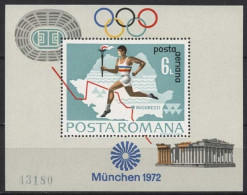 Rumänien 1972 Olympia Sommerspiele Fackelläufer Block 93 Postfrisch (C92097) - Blocks & Sheetlets
