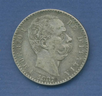 Italien 2 Lire 1887 Umberto I., Sehr Schön (m1524) - 1878-1900 : Umberto I