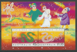 Weihnachts-Insel 2001 Ch. Neujahr Jahr Der Schlange Block 15 Postfrisch (C25381) - Christmas Island
