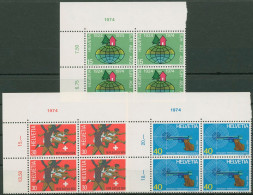 Schweiz 1974 Ereignisse Sportschützen 1017/19 4er-Block Ecke Postfrisch (C62366) - Unused Stamps