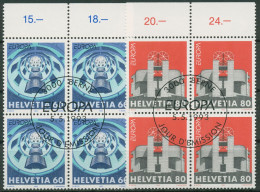 Schweiz 1993 Europa CEPT Zeitgenössi. Kunst Häuser 1499/00 4er-Block Gestempelt - Used Stamps