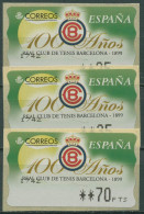 Spanien 1999 Automatenmarken Tennisclub Barcelona 3 Wertstufen ATM 33 Postfrisch - Nuevos