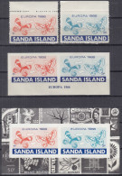 INSEL SANDA (Schottland), Nichtamtl. Briefmarken, 2 Blöcke + 2 Marken, Postfrisch **, Europa 1966, Schmetterlinge - Escocia