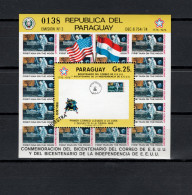 Paraguay 1976 Space, US Bicentennial, Moon Letter S/s With "Muestra" Overprint MNH - South America