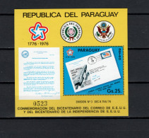 Paraguay 1976 Space, US Bicentennial, Rocketmail Letter S/s MNH - Sud America