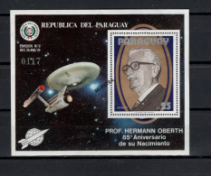 Paraguay 1979 Space, Hermann Oberth, Star Trek S/s With "Muestra" Overprint MNH - Südamerika
