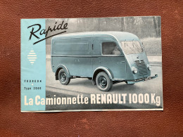 (2) DOCUMENT Commercial RENAULT La Camlonnette Renault 1000 Kg MARCHANDE Type 2060 - Automovilismo