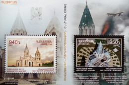 Armenia 2021, Bombing Of Ghazanchetsots Holy Savior Cathedral Of Shushi, MNH S/S - Armenia