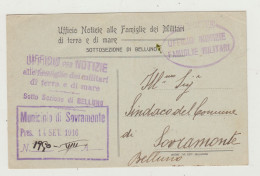 CARTOLINA UFFICIO NOTIZIE ALLE FAMIGLIE DEI MILITARI DI TERRA E DI MARE DEL 1916 WW1 - Stamped Stationery