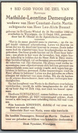 Bidprentje St-Eloois-Winkel - Demeugere Mathilde Leontine (1882-1953) - Santini