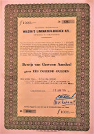 Wilson's Limonadefabrieken - Bewijs Van Gewoon Aandeel 1000 Gulden (1964) S Gravenhage - Otros & Sin Clasificación