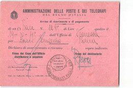16220 01 LUOGOTENENZA AVVISO DI RICEVIMENTO PAGAMENTO ROMA LEONESSA - Storia Postale