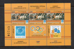 OLYMPICS - BOSNIA HERZEGOVINA ( SERBIC) -2004 - ATHENS / OLYMPHILEX SHEETLET OF 3 MINT NEVER HINGED  - Summer 2004: Athens