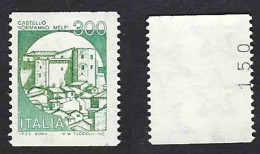 Italia 1981; Castelli D' Italia Lire 300 Da Distributore, Con Numeretto Al Retro. - 1981-90: Mint/hinged