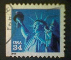 United States, Scott #3485, Used(o) Booklet, 2001, Statue Of Liberty Definitive, 34¢, Blue, Black, And Silver - Gebruikt