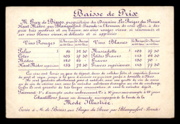 33 - BLANQUEFORT - DOMAINE LES REIGES DU PREUX - M. GUY DE BINOS - TARIFS - Blanquefort