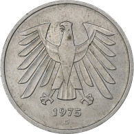 République Fédérale Allemande, 5 Mark, 1975, Karlsruhe, Copper-Nickel Clad - 5 Marcos