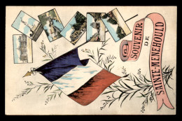 51 - STE-MENEHOULD - SOUVENIR MULTIVUES - DRAPEAU - CARTE COLORISEE - Sainte-Menehould